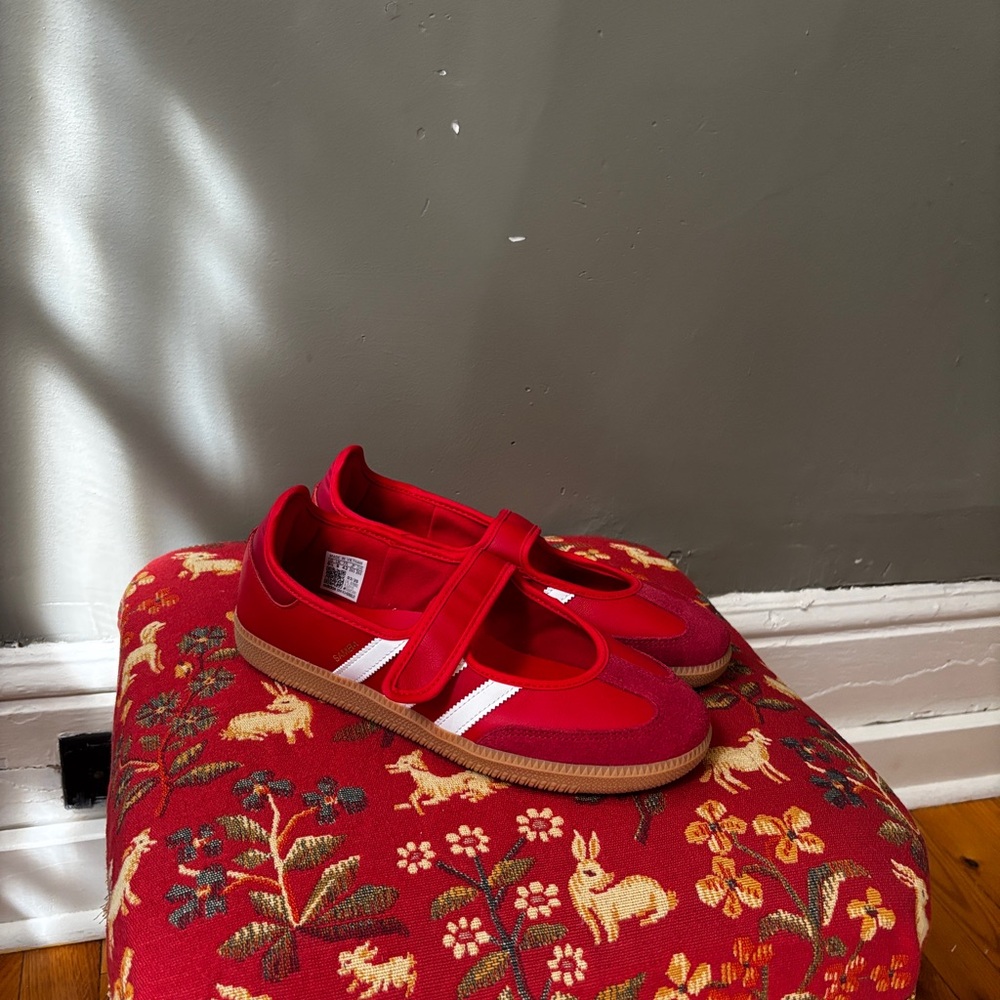 adidas Red Sneakers with White Stripes